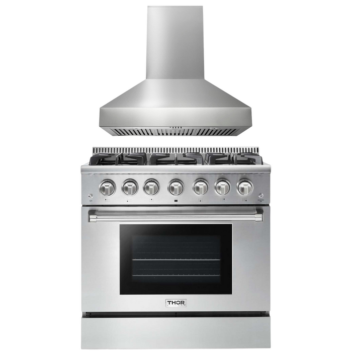 Thor Kitchen Appliance Package - 36 In. Gas Range and Range Hood, AP-HRG3618U-W