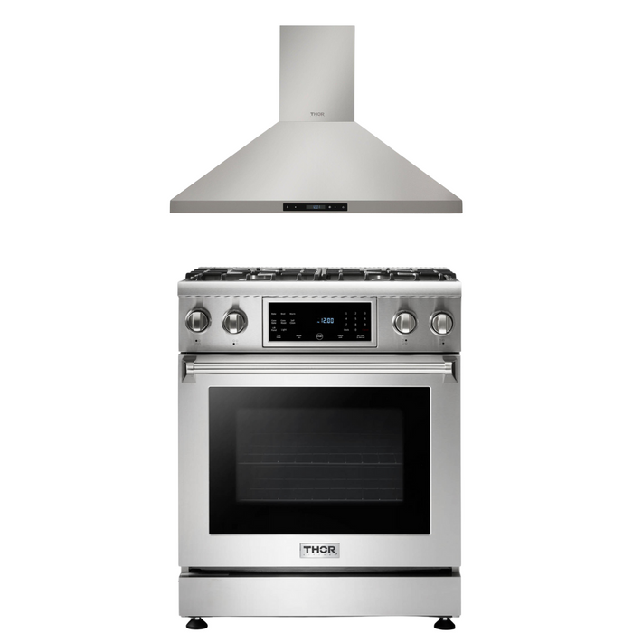 Thor Kitchen Appliance Package - 30 In. Natural Gas Range, Range Hood, AP-TRG3001