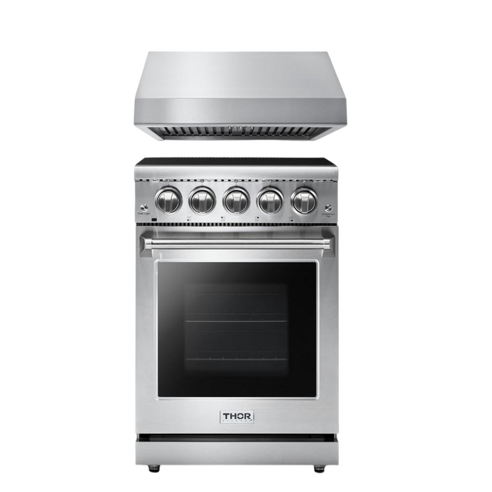 Thor Kitchen Appliance Package - 24 in. Professional Electric Range, Range Hood, AP-HRE2401