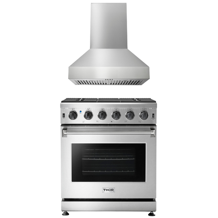 Thor Kitchen Appliance Package - 30 In. Natural Gas Range, Range Hood, AP-LRG3001U-W