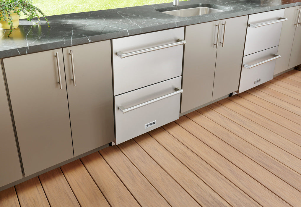 Thor Kitchen 24" Indoor or Outdoor Professional Freezer Drawer in Stainless Steel, TRZ24U