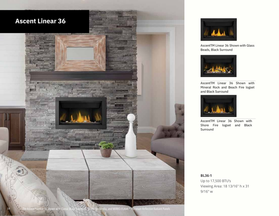 Napoleon Ascent Linear 36 Direct Vent Gas Fireplace