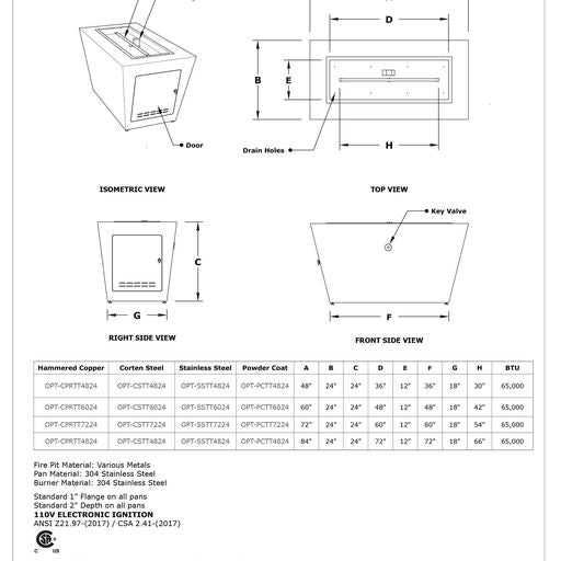 The Outdoor Plus Mesa Fire Pit - Powder Coated + Free Cover