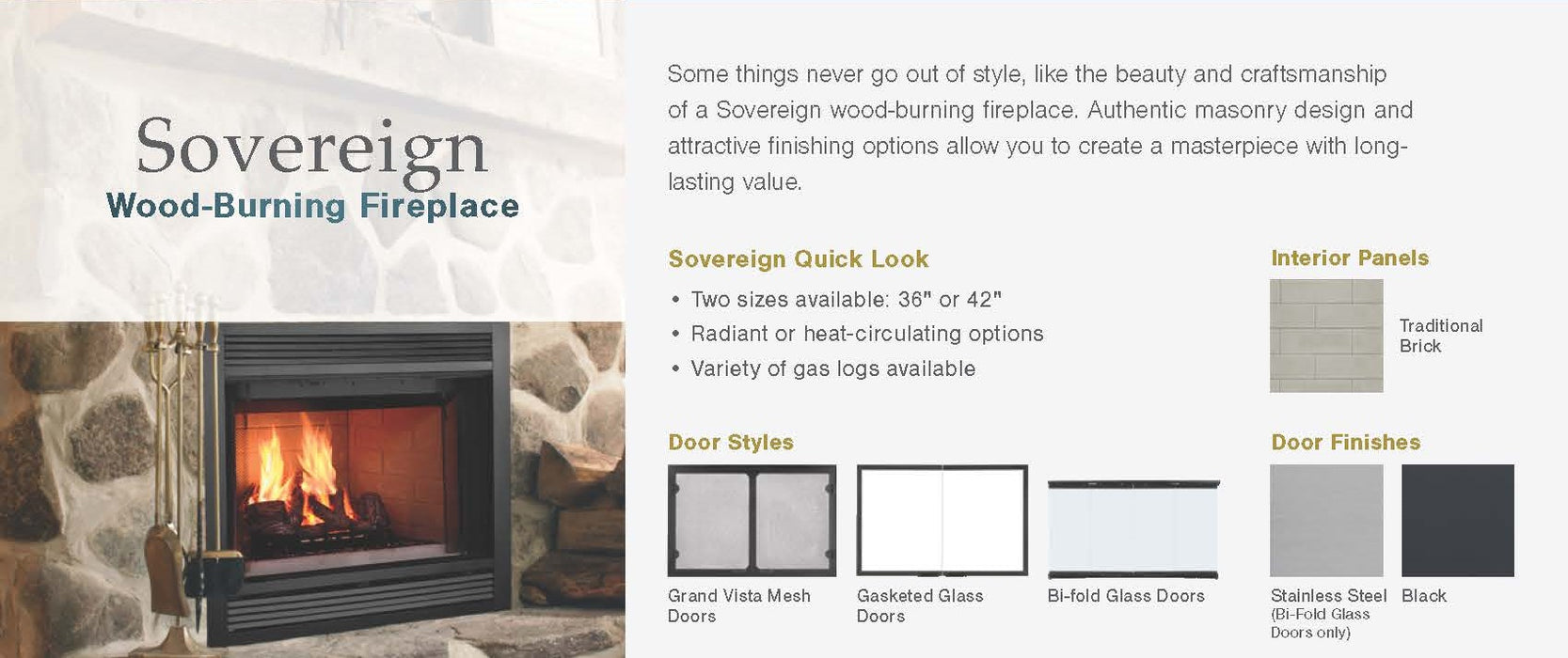 Majestic Sovereign 36" Heat Circulating Traditional Wood Burning Fireplace