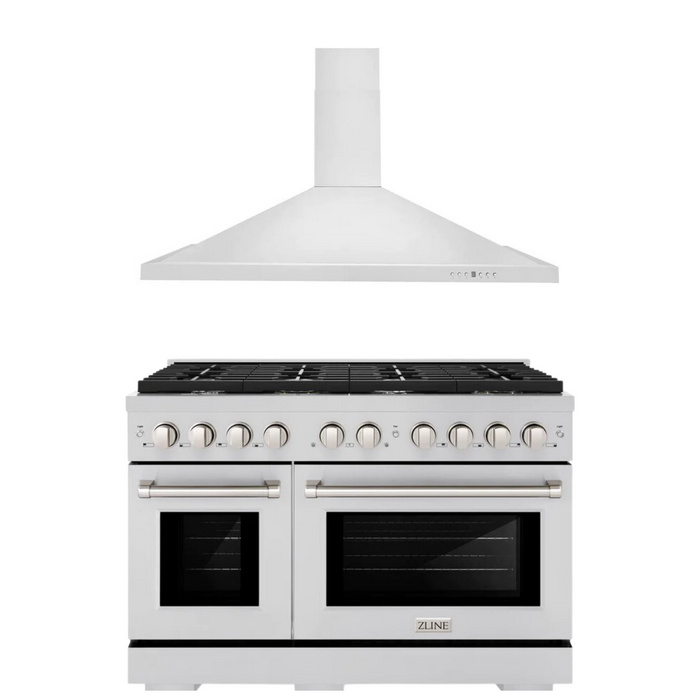 ZLINE Appliance Package - 48" Gas Range and Range Hood, 2KP-SGRRH48