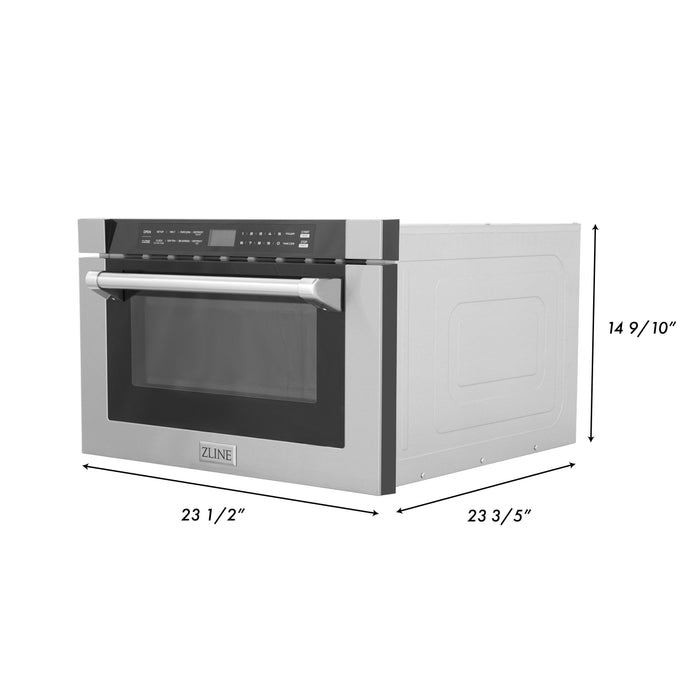 ZLINE 24" Built-in Microwave Drawer with a Traditional Handle in Stainless Steel, MWD-1-H