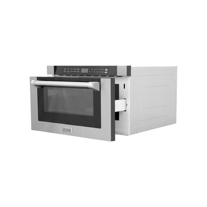ZLINE 24" Built-in Microwave Drawer with a Traditional Handle in Stainless Steel, MWD-1-H