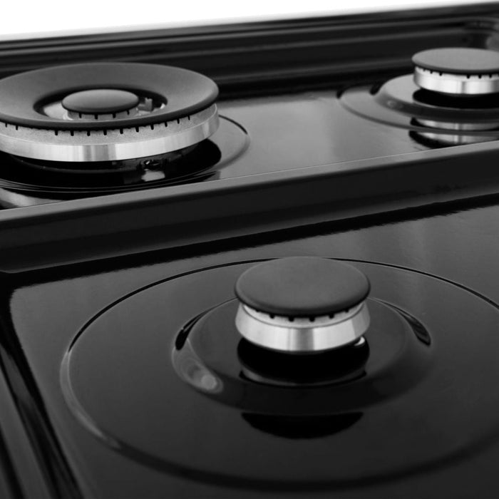 ZLINE 24" All Gas Range in DuraSnow® Stainless Steel and Black Matte Door, RGS-BLM-24