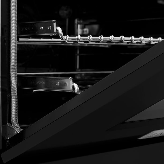 ZLINE 24" All Gas Range in DuraSnow® Stainless Steel and Black Matte Door, RGS-BLM-24