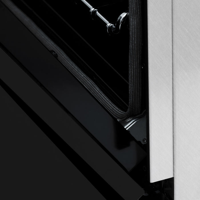 ZLINE 24" All Gas Range in DuraSnow® Stainless Steel and Black Matte Door, RGS-BLM-24