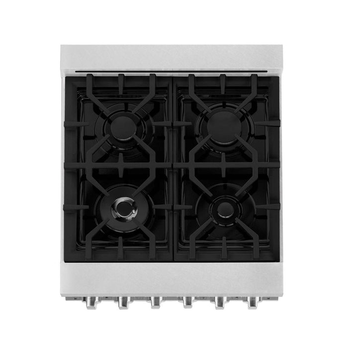 ZLINE 24" All Gas Range in DuraSnow® Stainless Steel and Black Matte Door, RGS-BLM-24