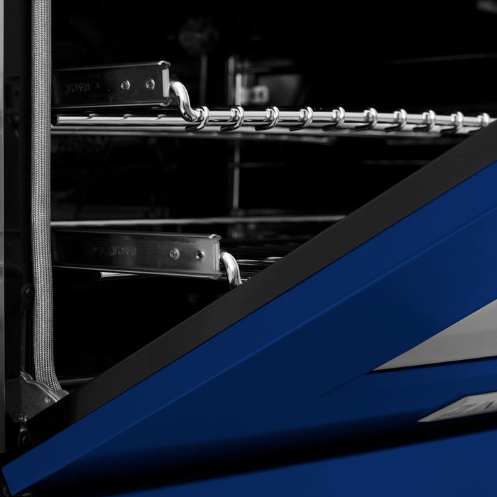 ZLINE 24" All Gas Range in DuraSnow® Stainless Steel and Blue Gloss Door, RGS-BG-24