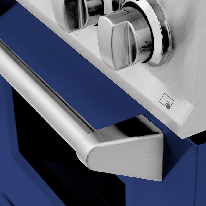 ZLINE 24" All Gas Range in DuraSnow® Stainless Steel and Blue Matte Door, RGS-BM-24