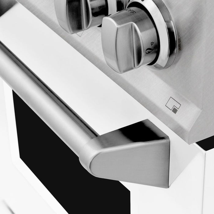 ZLINE 24" All Gas Range in DuraSnow® Stainless Steel and White Matte Door, RGS-WM-24