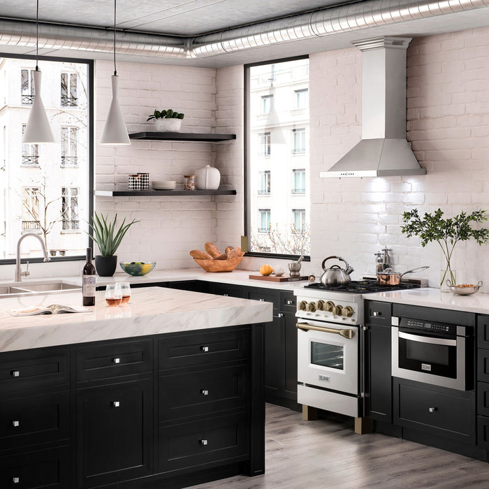 ZLINE 24" Autograph Edition All Gas Range in Stainless Steel with Champagne Bronze Accents, RGZ-24-CB