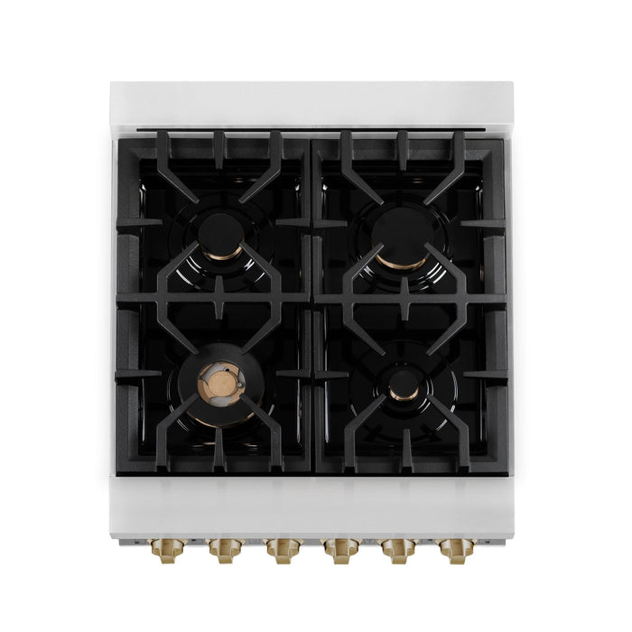 ZLINE 24" Autograph Edition All Gas Range in Stainless Steel with Champagne Bronze Accents, RGZ-24-CB