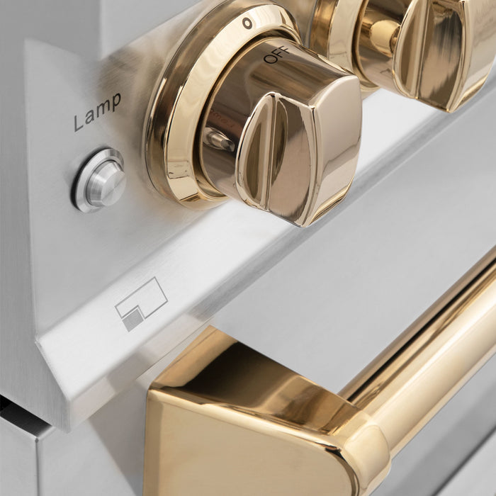 ZLINE 24" Autograph Edition All Gas Range in Stainless Steel with Gold Accents, RGZ-24-G