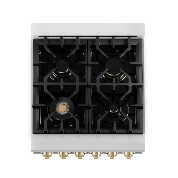 ZLINE 24" Autograph Edition All Gas Range in Stainless Steel with Gold Accents, RGZ-24-G