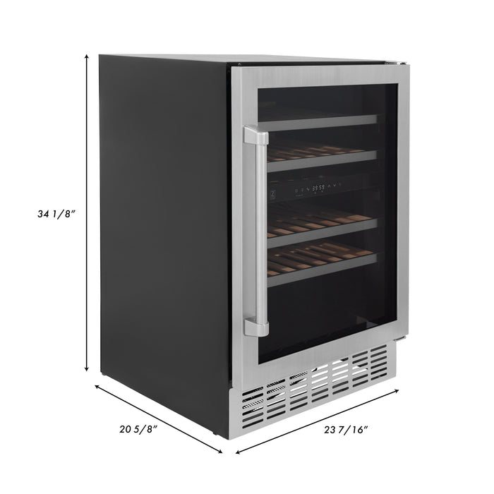 ZLINE 24" Monument Dual Zone 44-Bottle Wine Cooler in Stainless Steel, RWV-UD-24