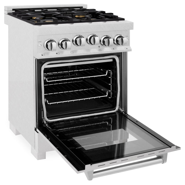 ZLINE 24" All Gas Range in DuraSnow® Stainless Steel Range with Brass Burners, RGS-SN-BR-24