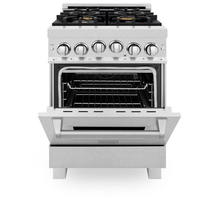 ZLINE 24" All Gas Range in DuraSnow® Stainless Steel Range with Brass Burners, RGS-SN-BR-24