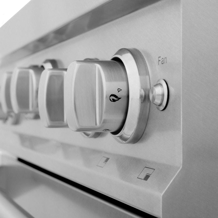 ZLINE 24" All Gas Range in DuraSnow® Stainless Steel Range with Brass Burners, RGS-SN-BR-24