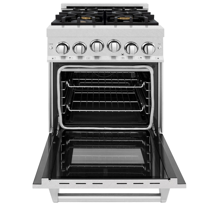 ZLINE 24" All Gas Range in DuraSnow® Stainless Steel Range with Brass Burners, RGS-SN-BR-24