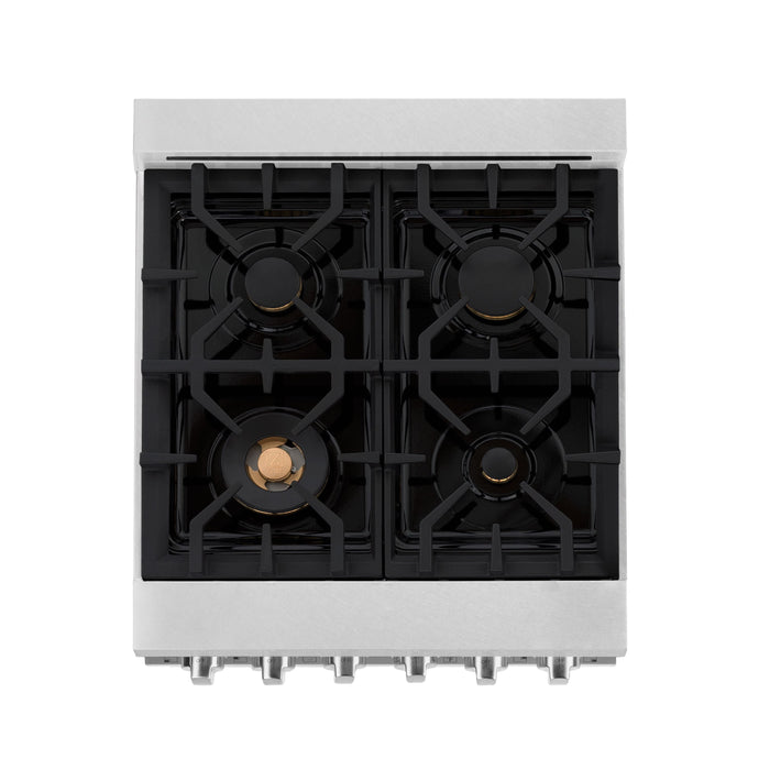 ZLINE 24" All Gas Range in DuraSnow® Stainless Steel Range with Brass Burners, RGS-SN-BR-24