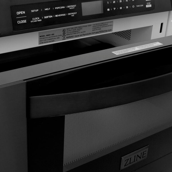 ZLINE 24" Microwave Drawer In Black Stainless Steel, MWD-1-BS