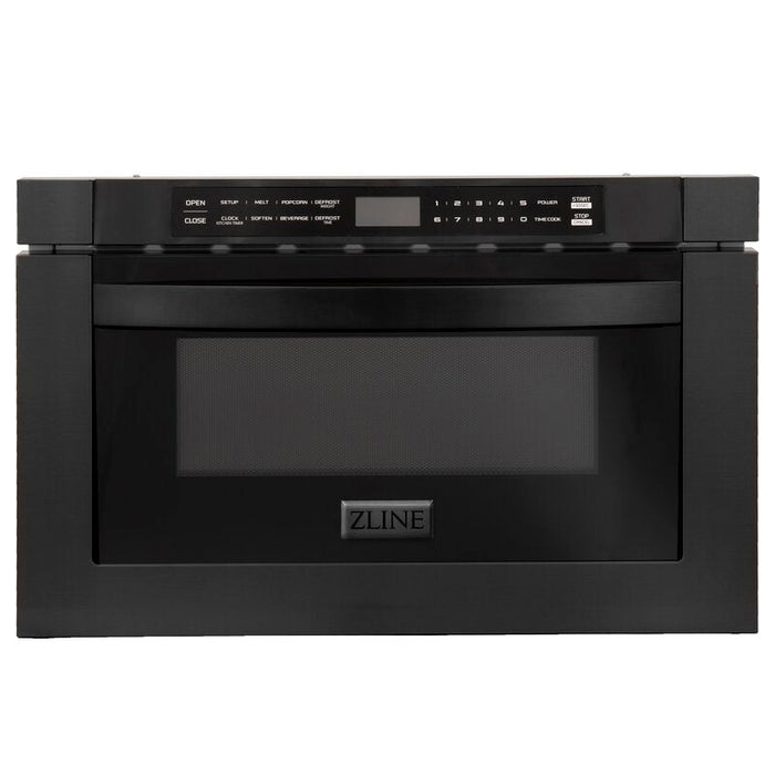 ZLINE Black Stainless Steel Appliance Package - 48 in. Dual Fuel Range, Range Hood, Microwave, Dishwasher, 4KP-RABRH48-MWDW