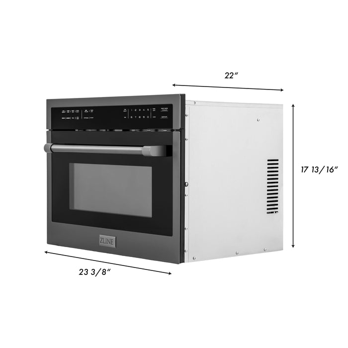 ZLINE Appliance Package - 30 In. Dual Fuel Range, Range Hood, Microwave Oven in Black Stainless Steel, 3KP-RABRHMWO-30