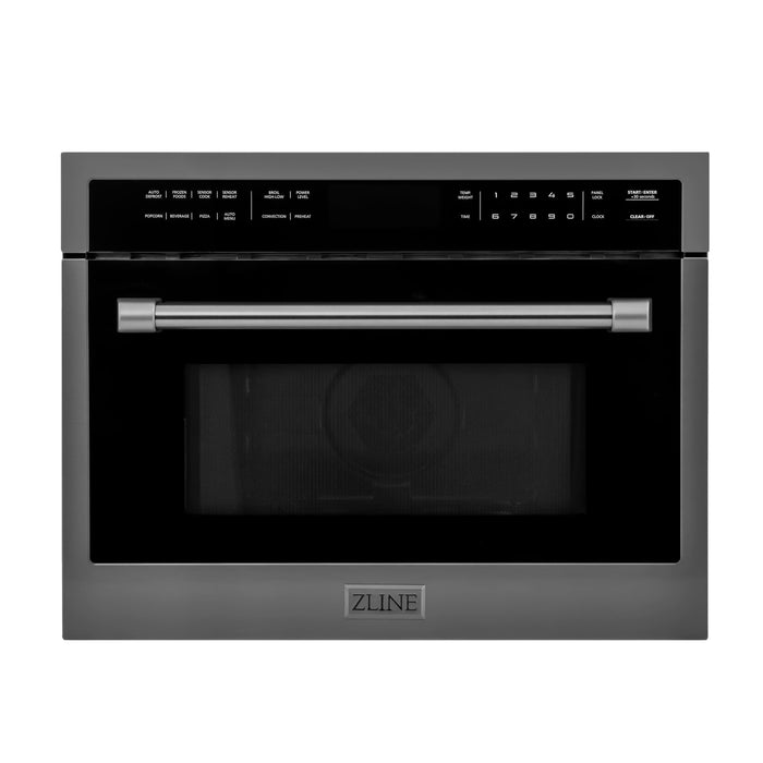 ZLINE Kitchen Appliance Package - 48 In. Gas Range with Brass Burners, Range Hood and Microwave Oven in Black Stainless Steel, 3KP-RGBRHMWO-48