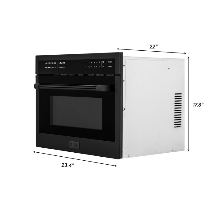 ZLINE Appliance Package - 36 in. Gas Range, Range Hood, Microwave Oven, Dishwasher - Black Stainless Steel, 4KP-RGBRH36-MODW