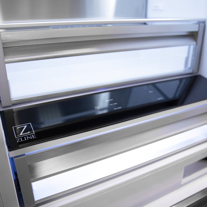 ZLINE 30" Autograph Edition Built-In 2-Door Bottom Freezer Refrigerator in White Matte with Matte Black Accents, RBIVZ-WM-30-MB