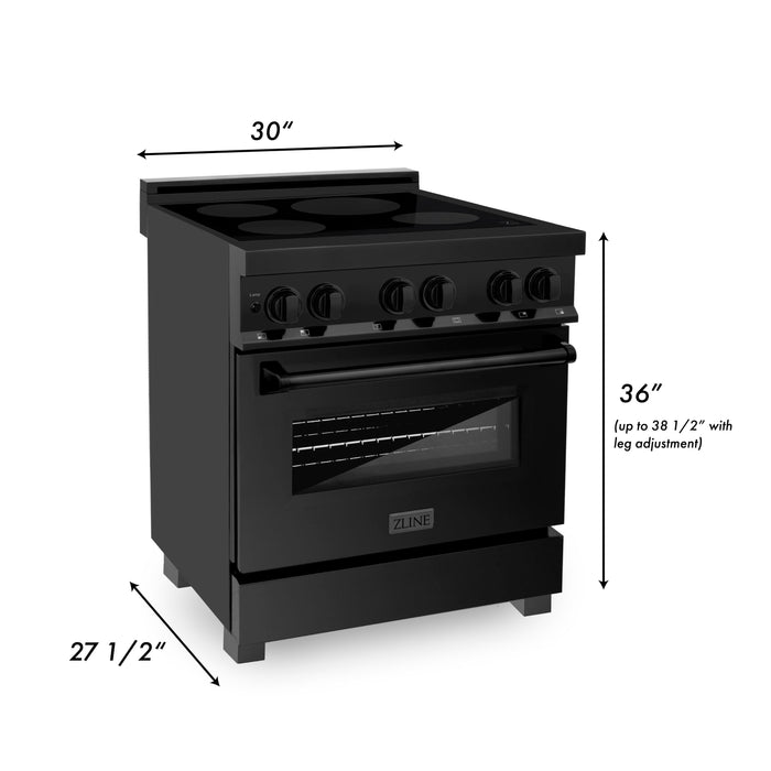 ZLINE 30" Induction Range with 4 Elements in Black Stainless Steel, RAIND-BS-30