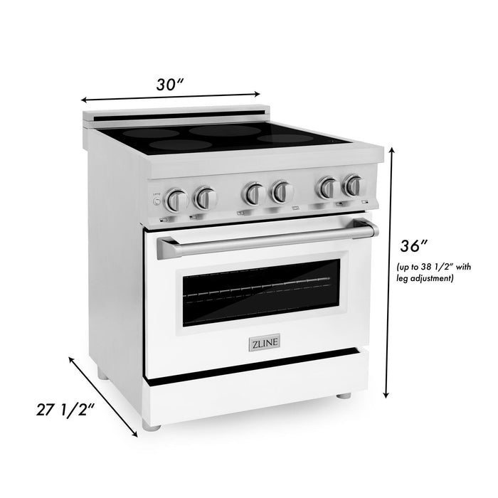 ZLINE 30" Induction Range with 4 Element Stove in White Matte, RAIND-WM-30