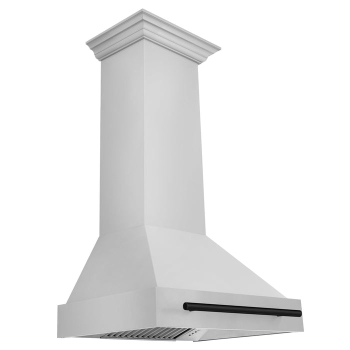 ZLINE 30" Autograph Edition Wall Mount Range Hood in Stainless Steel with Matte Black Handle, 8654STZ-30-MB