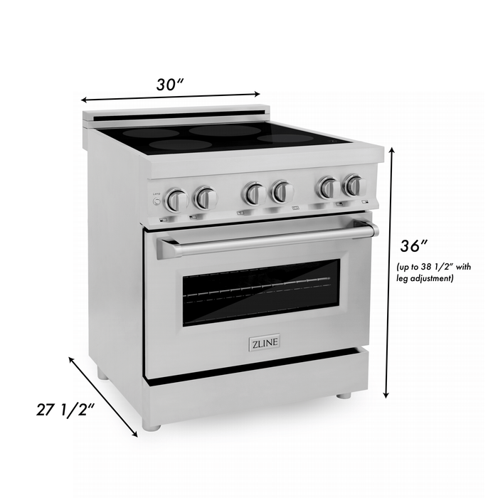 ZLINE 30" Induction Range with 4 Element Stove and Electric Oven in Stainless Steel, RAIND-30