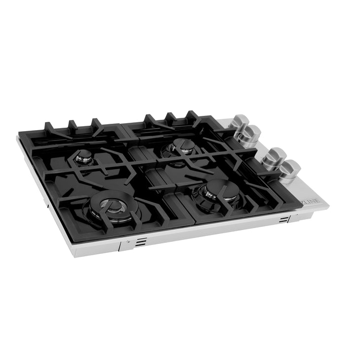 ZLINE 30" Drop-In Cooktop with 4 Gas Burners and Black Porcelain Top, RC30-PBT