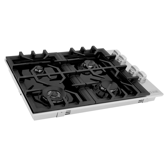 ZLINE 30" Drop-In Cooktop with 4 Gas Burners and Black Porcelain Top, RC30-PBT