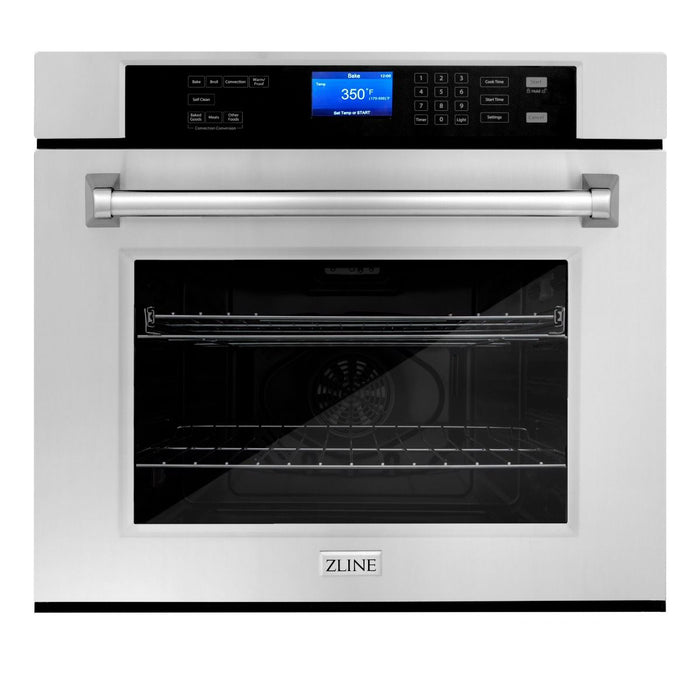 ZLINE Appliance Package - 30 In. Rangetop, Wall Oven, Refrigerator and Microwave Oven in Stainless Steel, 4KPR-RT30-MWAWS