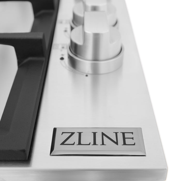 ZLINE 30" Drop-In Cooktop with 4 Gas Burners in Stainless Steel, RC30