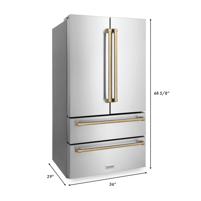 ZLINE Autograph Package - 48" Dual Fuel Range, Range Hood, Refrigerator, Dishwasher with Bronze Accents