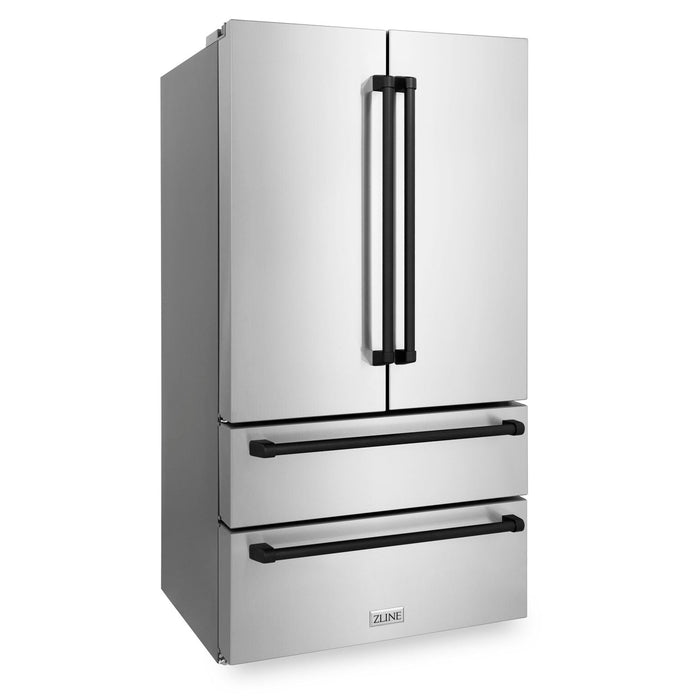 ZLINE 36" Autograph Edition Refrigerator in Fingerprint Resistant Stainless Steel and Matte Black Accents, RFMZ-36-MB