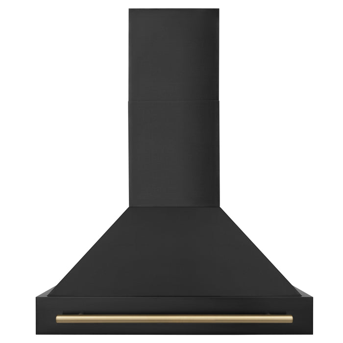 ZLINE 36" Autograph Edition Wall Mount Range Hood in Black Stainless Steel with Champagne Bronze Handle, BS655Z-36-CB