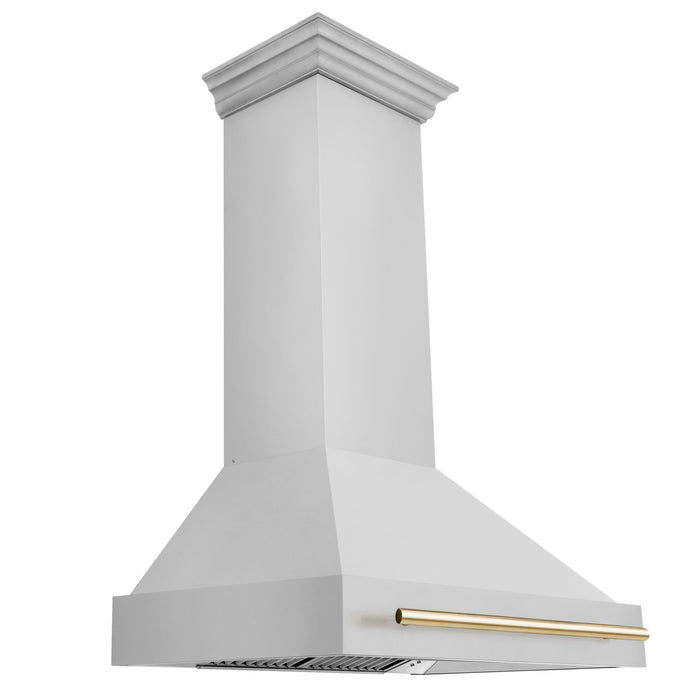 ZLINE 36" Autograph Edition Wall Mount Range Hood in Stainless Steel with Gold Handle, 8654STZ-36-G