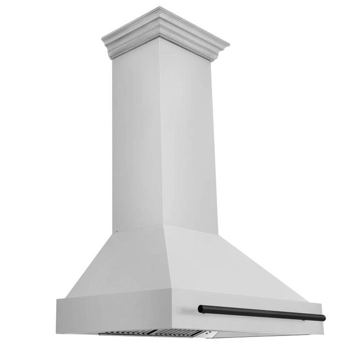 ZLINE 36" Autograph Edition Wall Mount Range Hood in Stainless Steel with Matte Black Handle, 8654STZ-36-MB