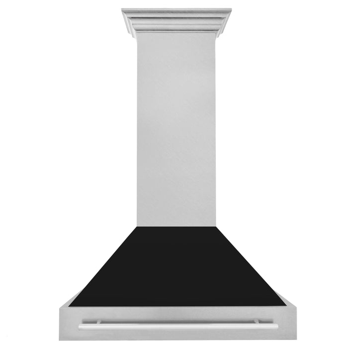 ZLINE 36" Wall Mount Range Hood in DuraSnow® Stainless Steel with Black Matte Shell, 8654SNX-BLM-36