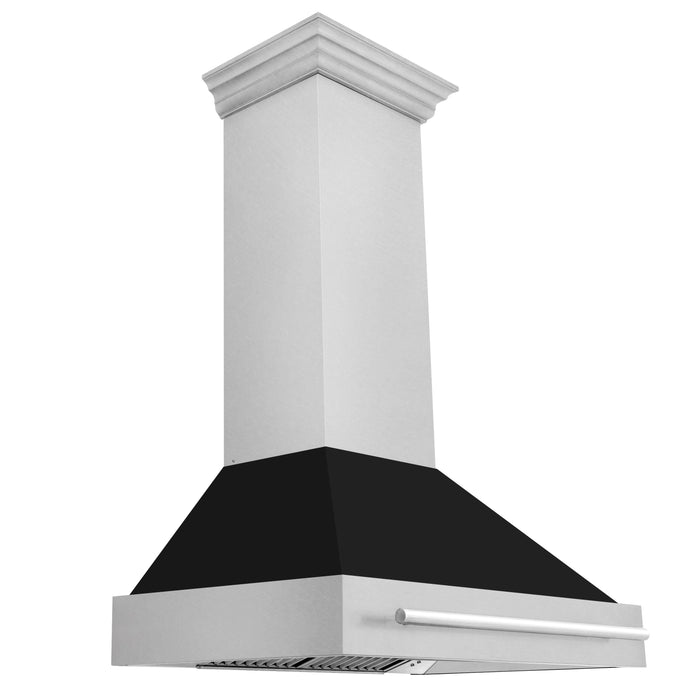 ZLINE 36" Wall Mount Range Hood in DuraSnow® Stainless Steel with Black Matte Shell, 8654SNX-BLM-36