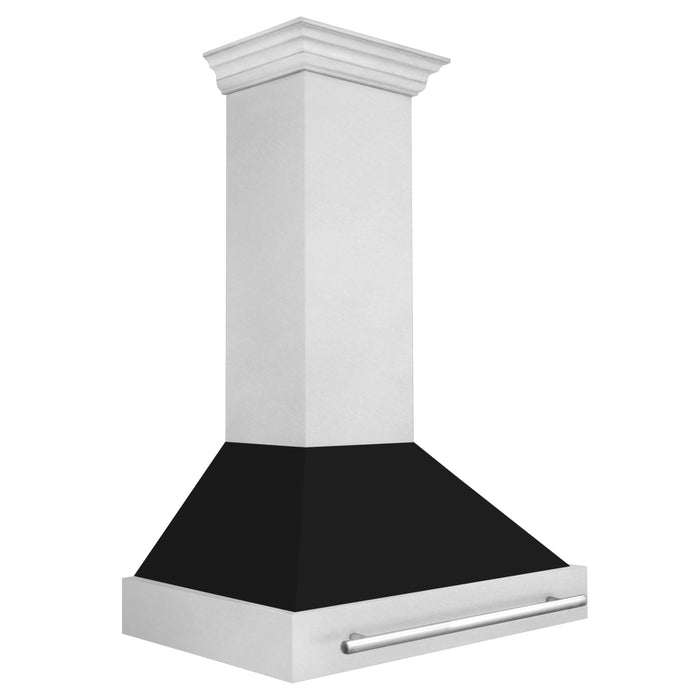 ZLINE 36" Wall Mount Range Hood in DuraSnow® Stainless Steel with Black Matte Shell, 8654SNX-BLM-36